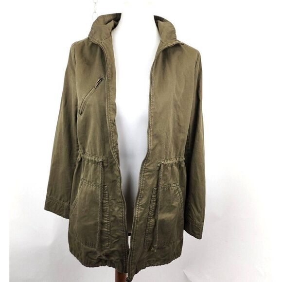 Forever 21 Army Green Utility Light Weight Jacket Parka Cinched Waist Womens S - Picture 1 of 5
